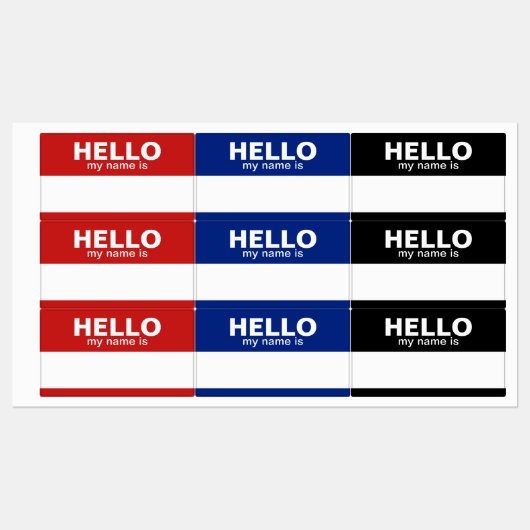 Hello my name is - red black blue - Employee Labels (Vel)