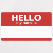 Hello my name is - red black blue - Employee Labels (Design 1)