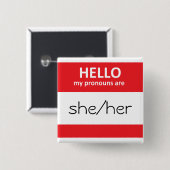 HELLO my pronouns are she/her Square Button (Voorkant /achterkant)