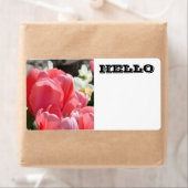 HELLO Naamlabels Roze Tulp Bloemen Etiket (Insitu)