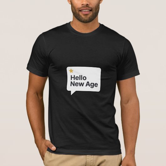 Hello New Age Simple Birthday T Shirt Minimal Desi (Voorkant)