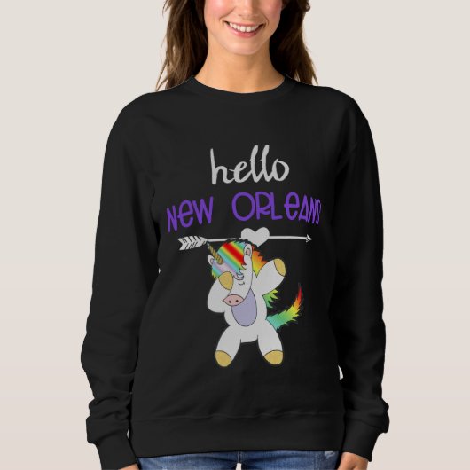 Hello New Orleans Louisiana Dabbing Unicorn Funny Trui (Voorkant)