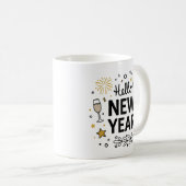 Hello New Year Cute Hand-Drawn Fireworks Mug Koffiemok (Voorkant rechts)