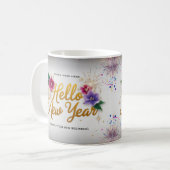 Hello New Year Floral Fireworks Classic Mug Koffiemok (Voorkant links)