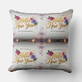 Hello New Year Floral Luxury 20x20 Throw Pillow Kussen