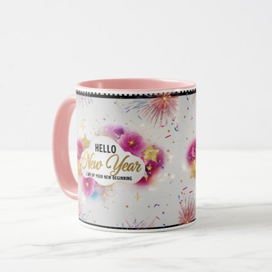 Hello New Year Glam Cinematic Floral Combo Mug Mok (Voorkant links)
