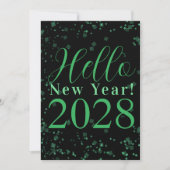 Hello New Year! Happy New Year Green Black Sparkle Feestdagenkaart (Voorkant)