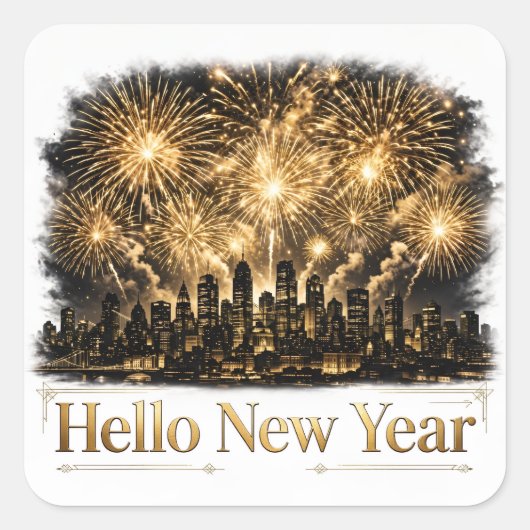 Hello New Year Sticker (Voorkant)