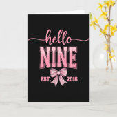 Hello Nine Est 2016 Cute Coquette Bow 9th Birthday Kaart (Gele Bloem)