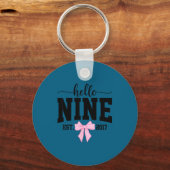 Hello Nine Est 2017 Coquette Bow 9th Birthday Girl Sleutelhanger (Voorkant)