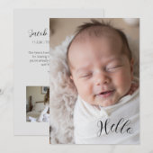 “Hello” Personalized Photo Birth Announcement Card (Voorkant / Achterkant)