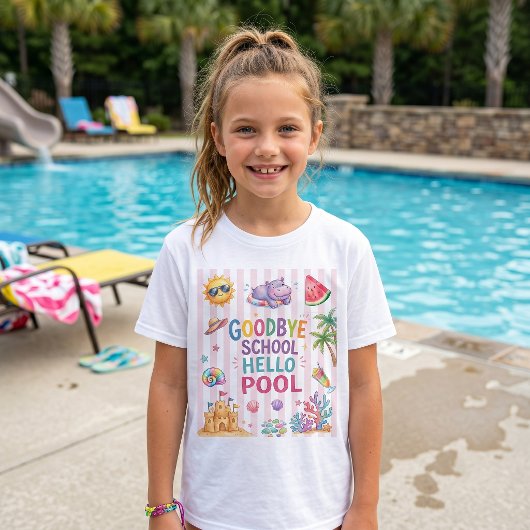 Hello Pool Party Strepen T-Shirt