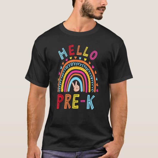 Hello Pre K Back To School Cute Rainbow Team Pre K T-shirt (Voorkant)