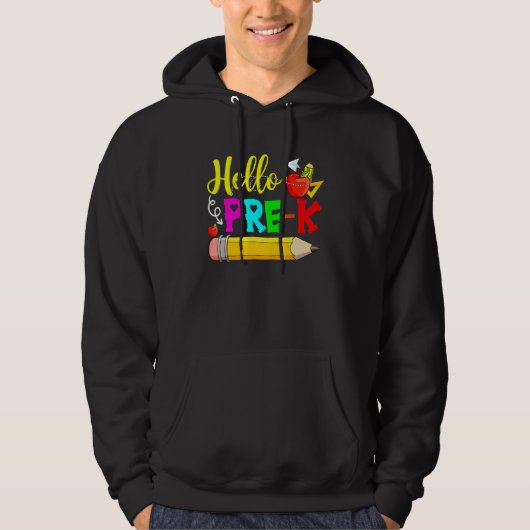 Hello Pre K Back To School First Day Of School 1 Hoodie (Voorkant)