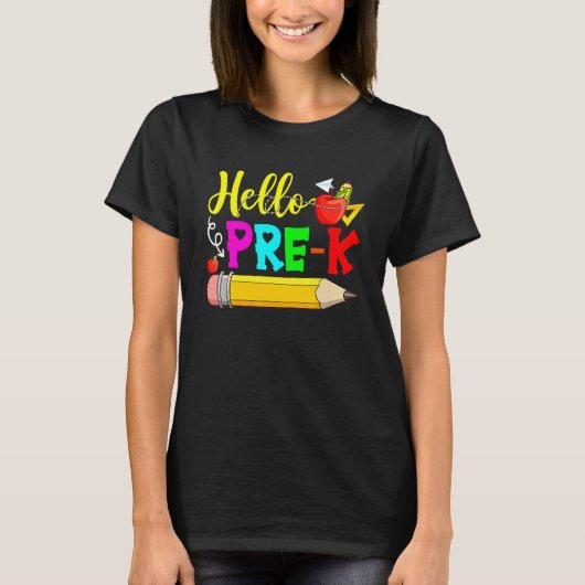 Hello Pre K Back To School First Day Of School 1 T-shirt (Voorkant)