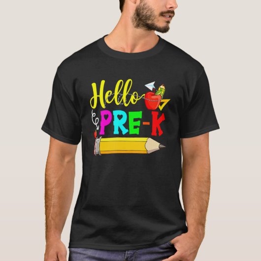 Hello Pre K Back To School First Day Of School 1 T-shirt (Voorkant)