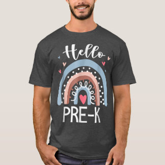 Hello Pre K Funny Boho Rainbow Back To School  T-shirt