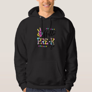 Hello Pre K Grade First Day Of School Peace Tie Dy Hoodie