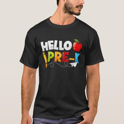 Hello Pre k  Preschool Back To School Boys Girls K T-shirt (Voorkant)