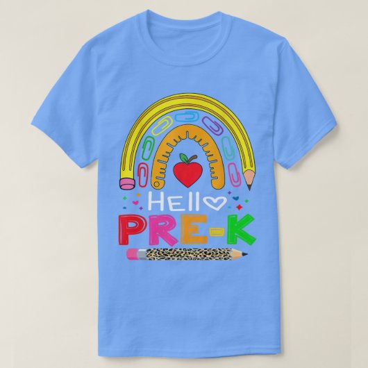 Hello Pre-k School Rainbow Back to School Teacher  T-shirt (Design voorkant)