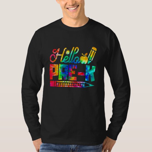 Hello Pre K Tie Dye Back To School First Day T-shirt (Voorkant)