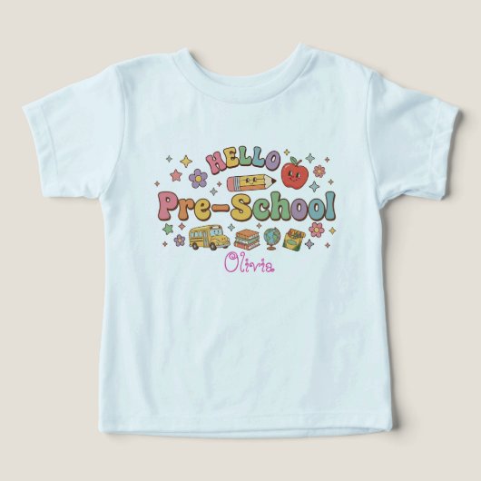 Hello Pre-School Retro Groovy Icons Personalized N (Design voorkant)