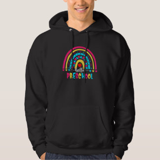Hello Preschool Rainbow Back To School Teacher Kid Hoodie
