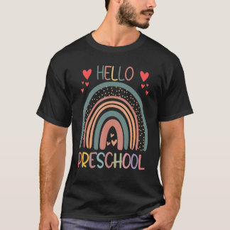 Hello Preschool Rainbow Teachers Kids Back To Scho T-shirt
