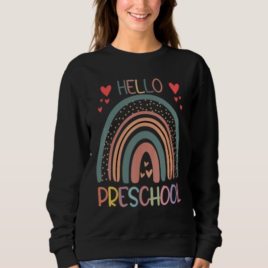 Hello Preschool Rainbow Teachers Kids Back To Scho Trui (Voorkant)
