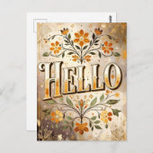 Hello, pretty floral design, briefkaart (Voorkant / Achterkant)