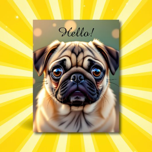 Hello! Pug Cuteness Briefkaart