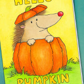 Hello Pumpkin - Hedgehog in a Pumpkin Greeting  Kaart