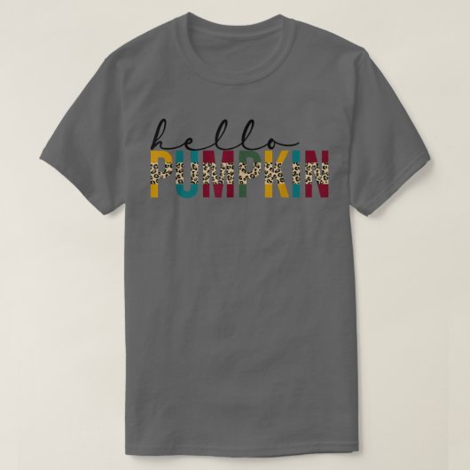 Hello Pumpkin Leopard Hello Fall Autumn Thanksgivi T-shirt (Design voorkant)