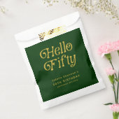Hello Retro Green and Gold 50th Birthday Party Bedankzakje (Gezegeld)
