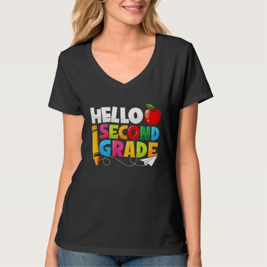 Hello Second Grade  2nd Grade Back To School Kids T-shirt (Voorkant)