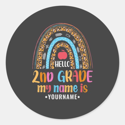 Hello Second Grade Back To School Gift Ronde Sticker (Voorkant)