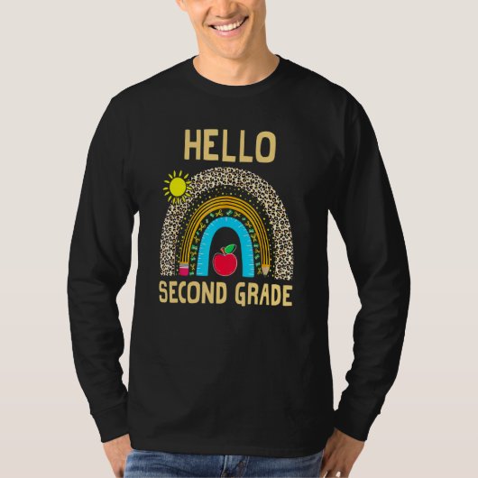 Hello Second Grade Boho Rainbow Leopard 100 Days O T-shirt (Voorkant)