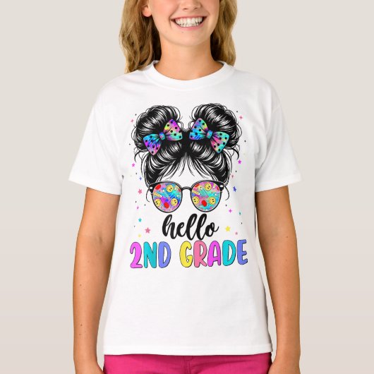 Hello Second Grade Coquette Bow Teacher Girl T-shirt (Voorkant)
