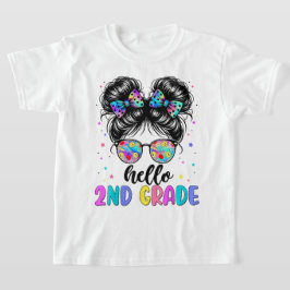Hello Second Grade Coquette Bow Teacher Girl T-shirt