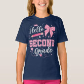 Hello Second Grade Coquette Bow Teacher Girl T-shirt (Voorkant)