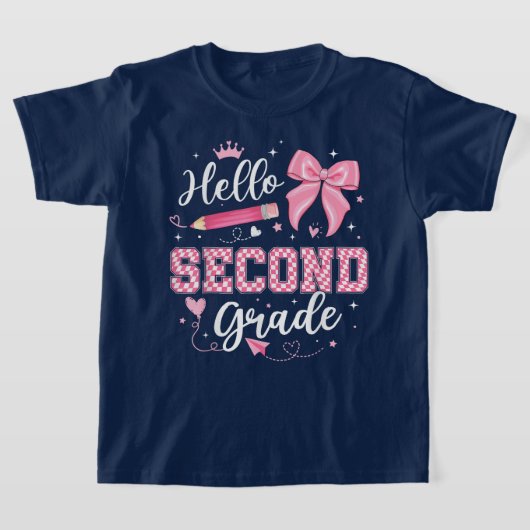 Hello Second Grade Coquette Bow Teacher Girl T-shirt (Laagn)