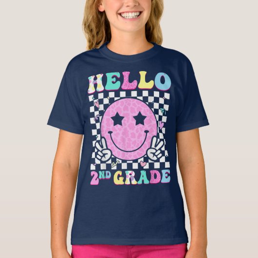 Hello Second Grade Coquette Bow Teacher Girl T-shirt (Voorkant)