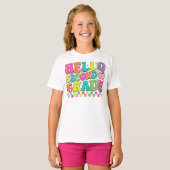 Hello Second Grade Coquette Bow Teacher Girl T-shirt (Voorkant volledig)