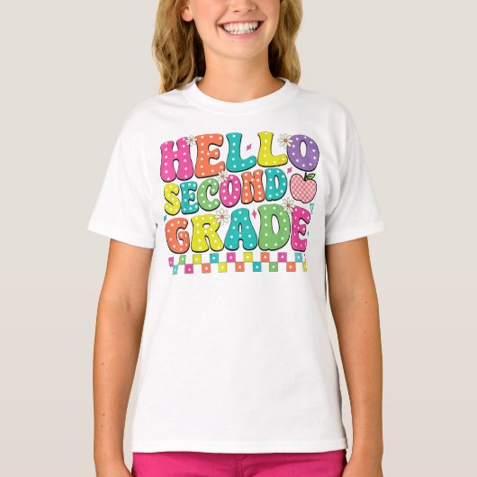 Hello Second Grade Coquette Bow Teacher Girl T-shirt (Voorkant)