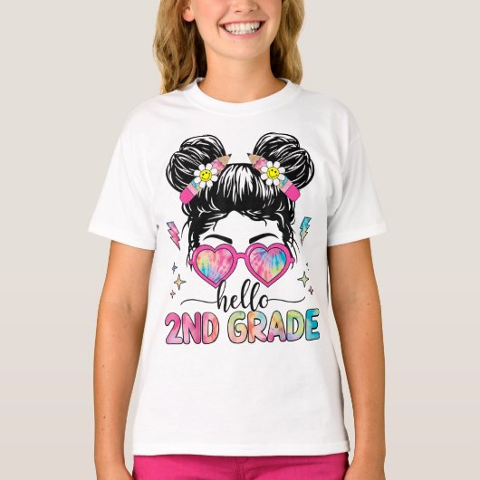 Hello Second Grade Coquette Bow Teacher Girl T-shirt (Voorkant)
