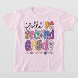 Hello Second Grade Coquette Bow Teacher Girl T-shirt