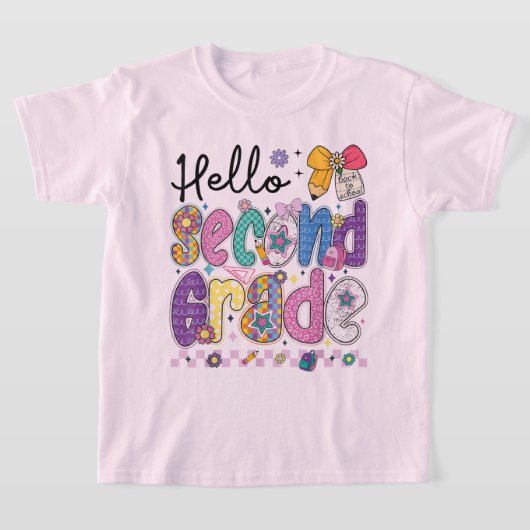 Hello Second Grade Coquette Bow Teacher Girl T-shirt (Laagn)