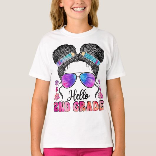 Hello Second Grade Coquette Bow Teacher Girl T-shirt (Voorkant)