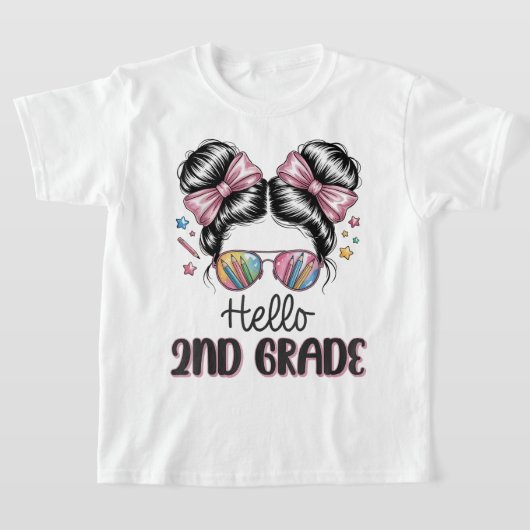 Hello Second Grade Coquette Bow Teacher Girl T-shirt (Laagn)