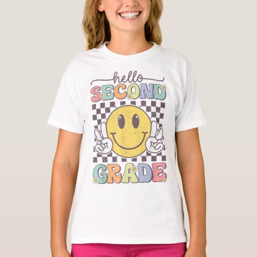 Hello Second Grade Coquette Bow Teacher Girl T-shirt (Voorkant)
